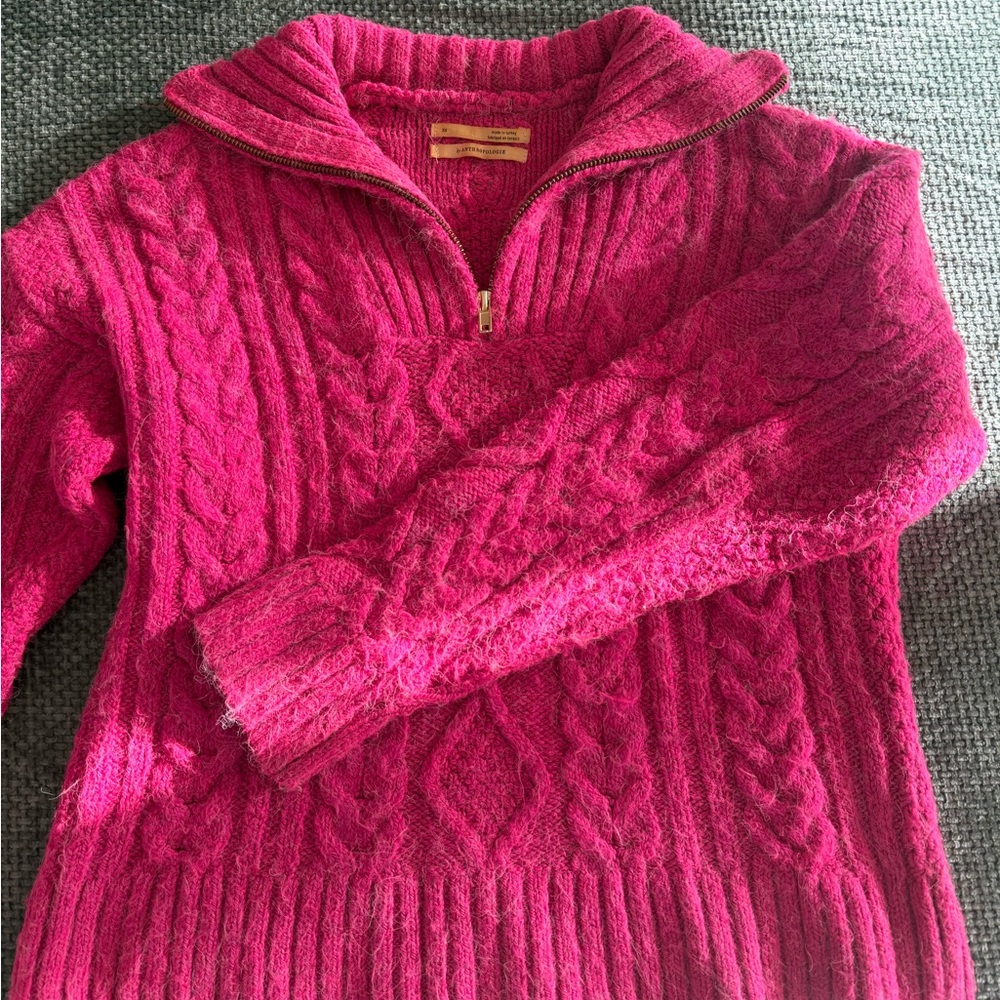 Anthropologie Pink Cable Knit Sweater